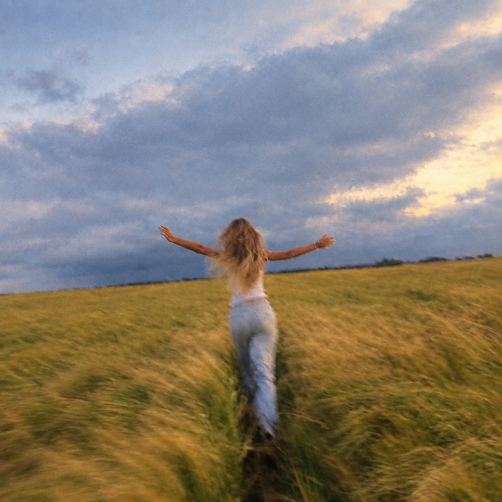 A quiet open field at dusk, the mood Madelyn is named for